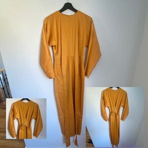 ASOS Gold Yellow Maxi Dress With Tie Waist